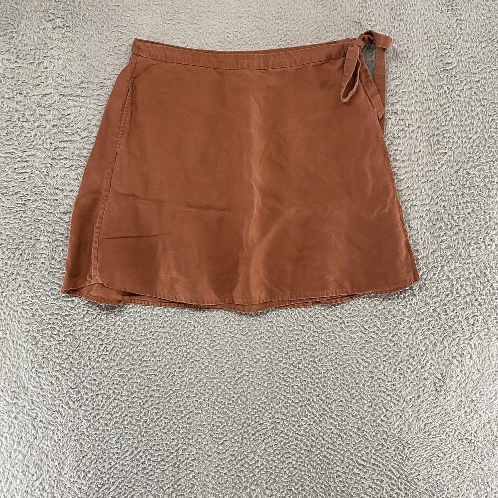 Toad&Co Skirt Womens Large Brown Tencel Wrap Mini Tie Waist Travel Granola
